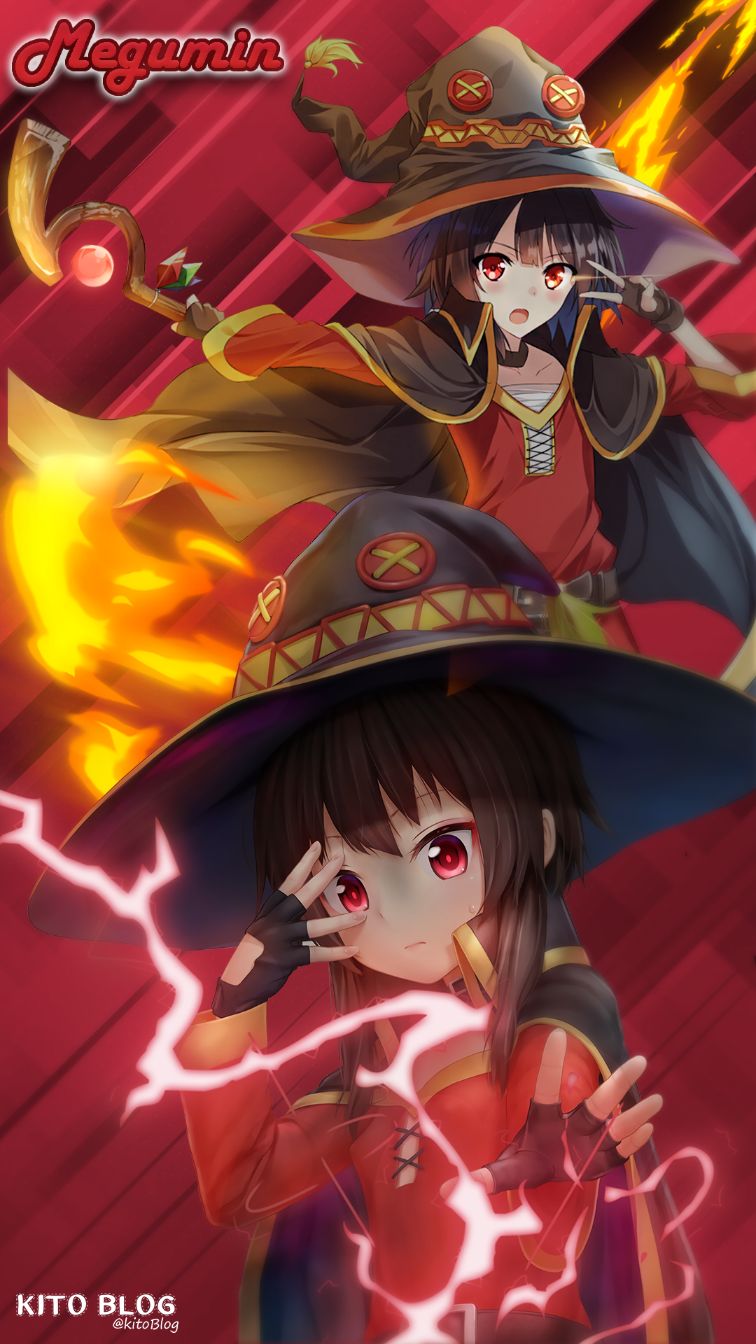 Megumin Background Bordered Megumin | Wallpaper | Free by KitoBlog on DeviantArt