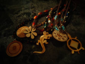 wood charm necklaces