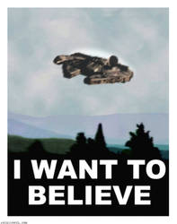 Millennium Falcon X files I Want to Believe Poster