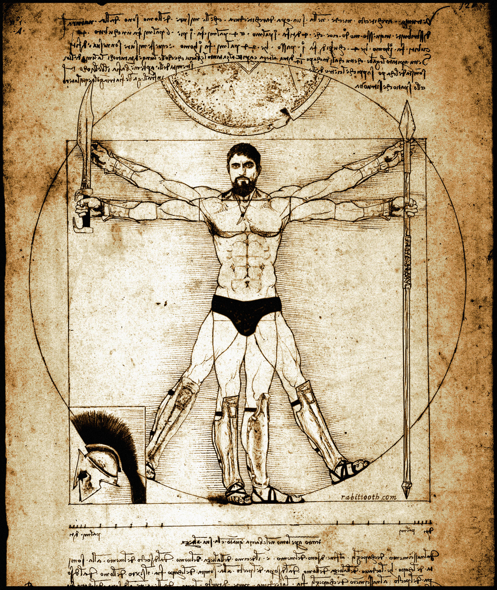 King Leonidas da Vinci Vitruvian Man