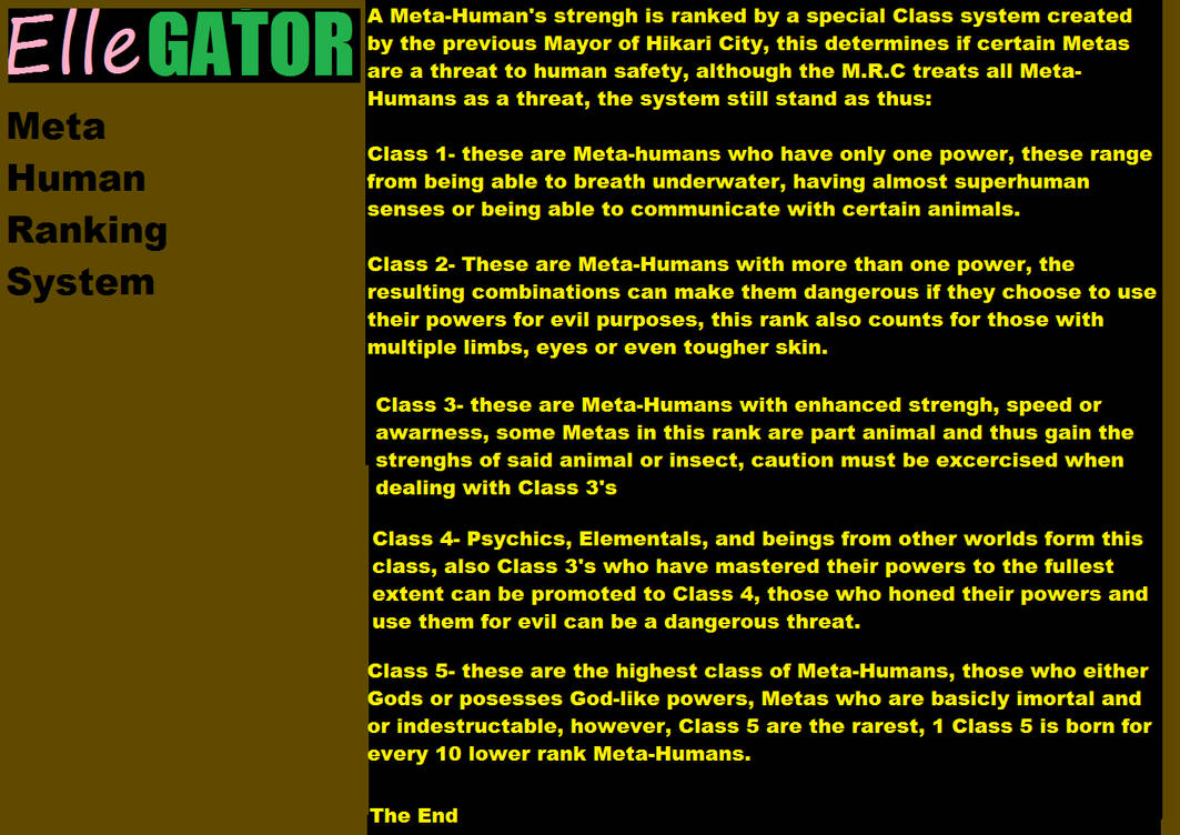 ElleGator- Meta-Human Ranking System by MC-Laboratories on DeviantArt