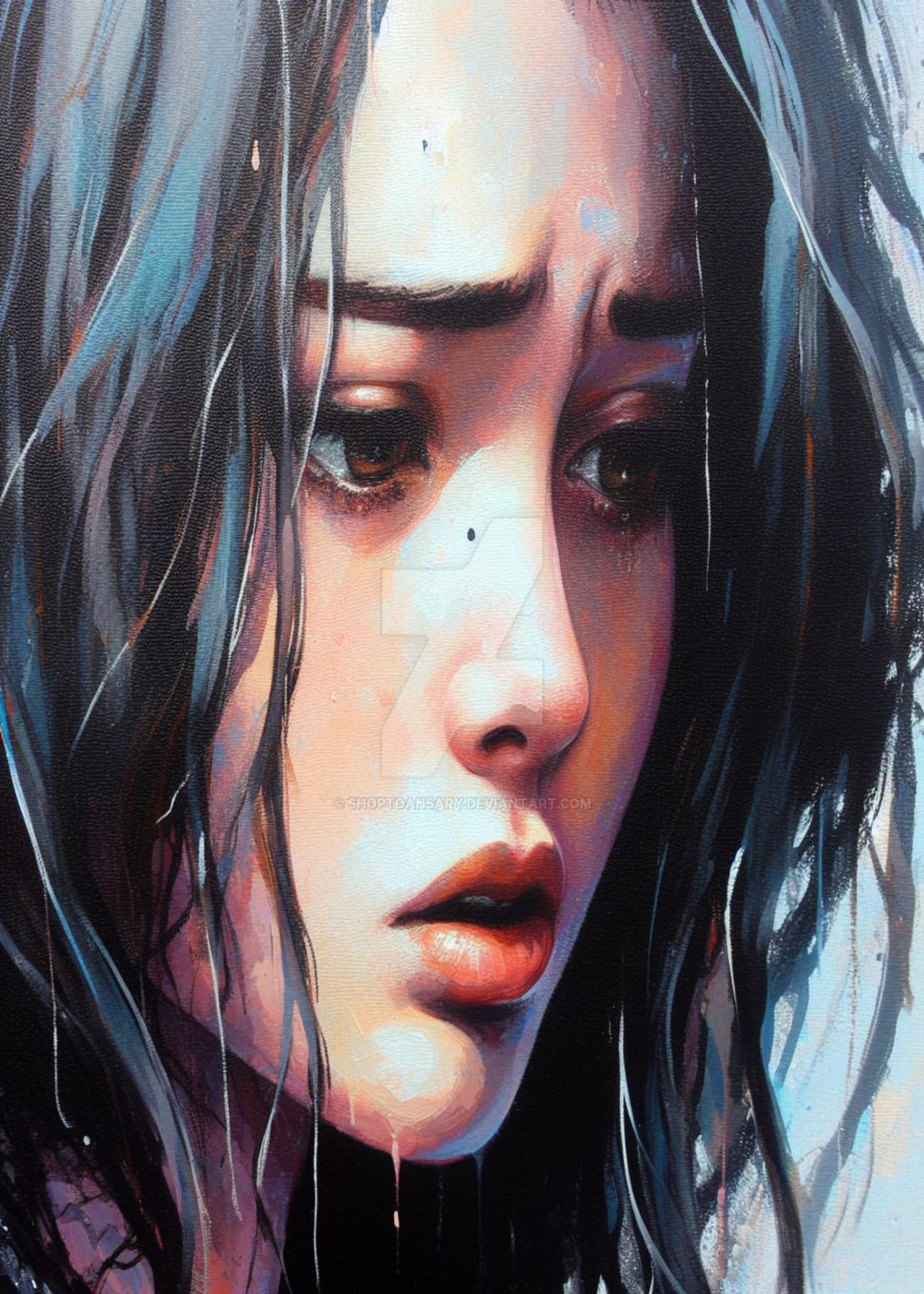Worried Sad Girl on Acrylic by ShoptoAnsary on DeviantArt