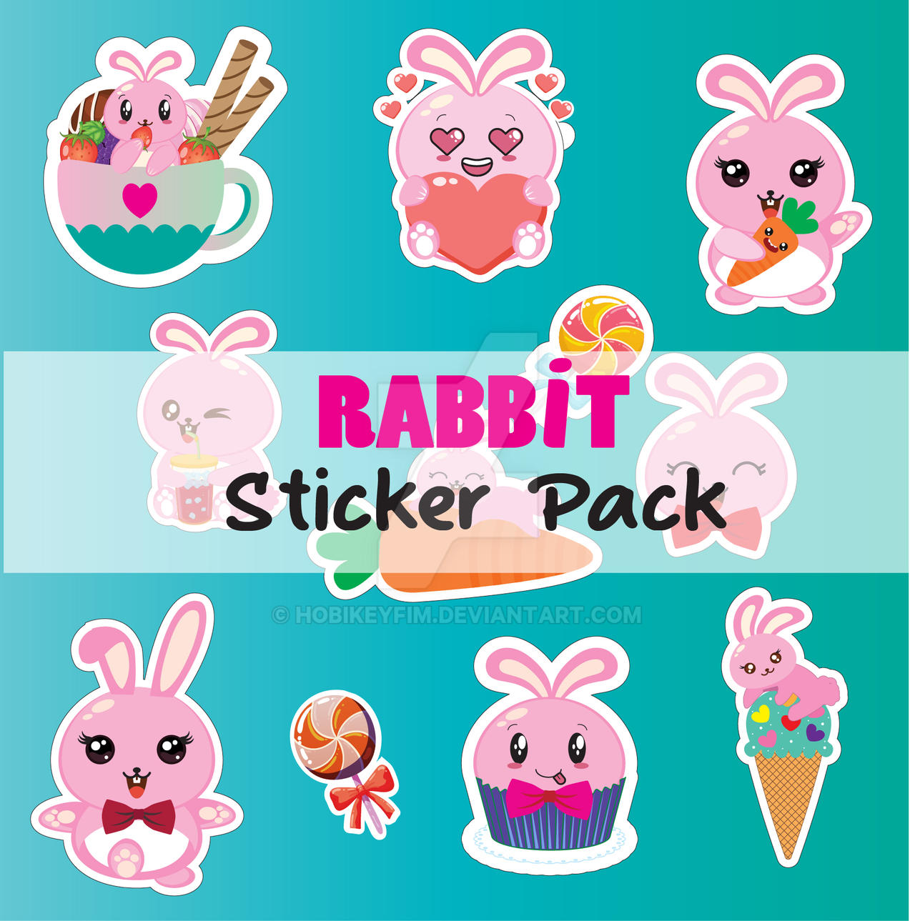 Rabbit Sticker Pack printable sticker by hobikeyfim on DeviantArt
