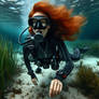 Redhead scuba babe