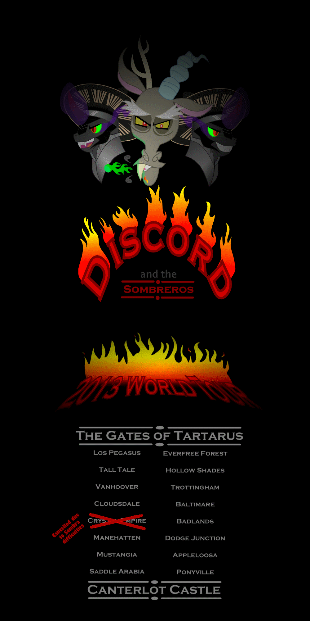 Design Thingie: Discord And The Sombreros by HatBulbProductions