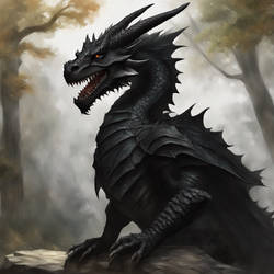 Realistic Black Dragon