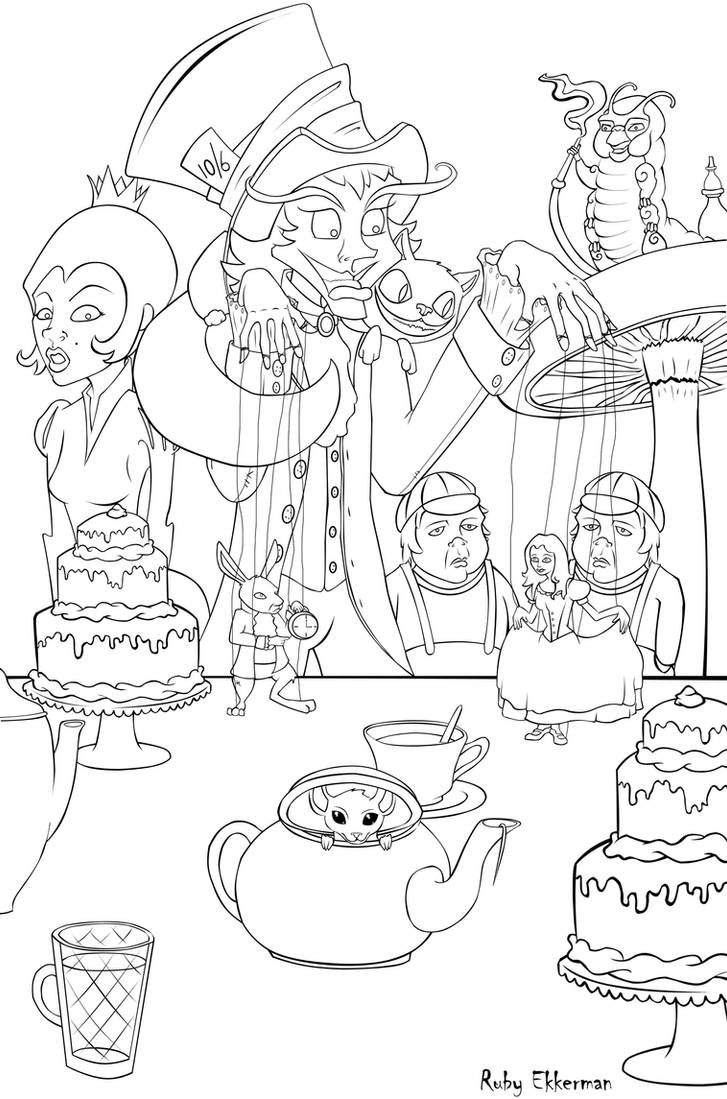 Alice In Wonderland Line Art