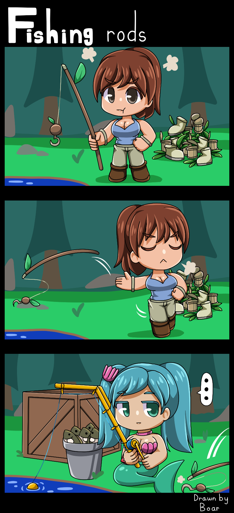 Fishing Rods (Terraria comic #2) by BoarHide on DeviantArt