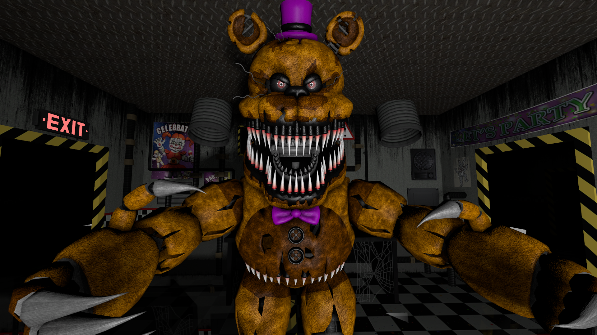 Five Nights at Freddy's 4 NIGHTMARE FREDBEAR JUMPSCARE 