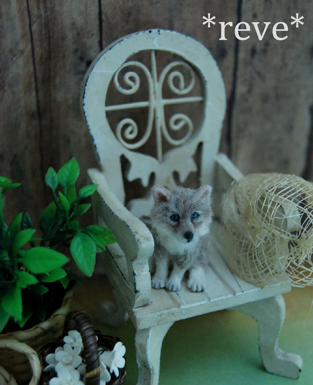 Miniature Handmade Wolf pup sculpture