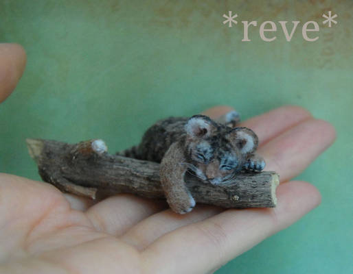 Handmade 1:12 Miniature Sculpture Tiger Cub Sleepi