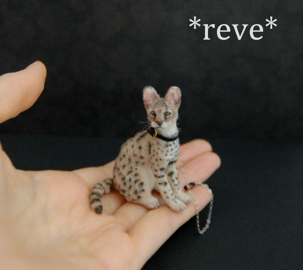 Handmade Miniature Serval Cat Sculpture
