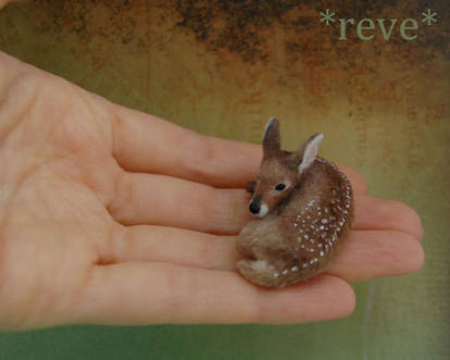 Baby Fawn Handmade Miniature Sculpture