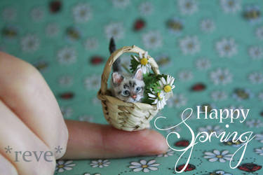 Happy Spring * Handmade Miniature Kitten  *