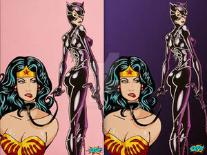 Catwoman Dominatrix (w/ Wonder Woman) Art by PAPA