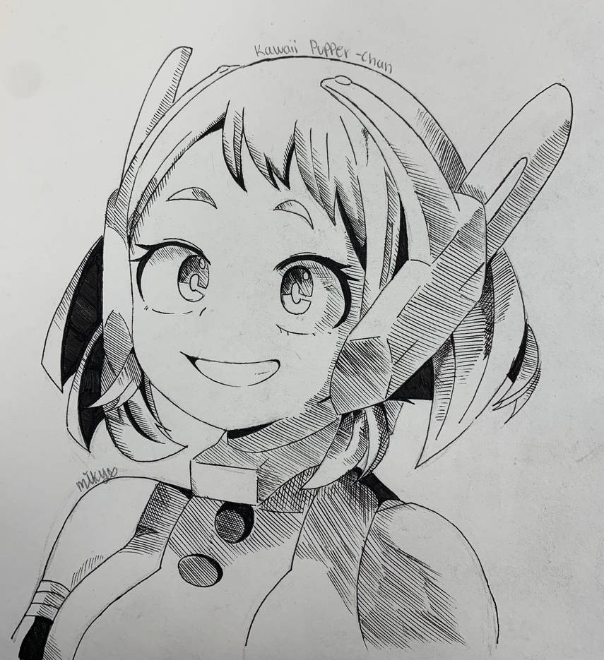 Ochako Uraraka Pen Drawing! by MikyoChan on DeviantArt