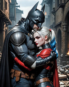 Batman hugs Harley Quinn this is strange