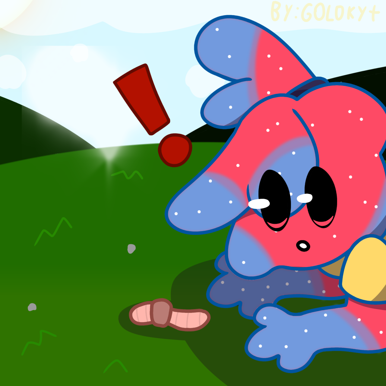 Gummyworm looking at a worm