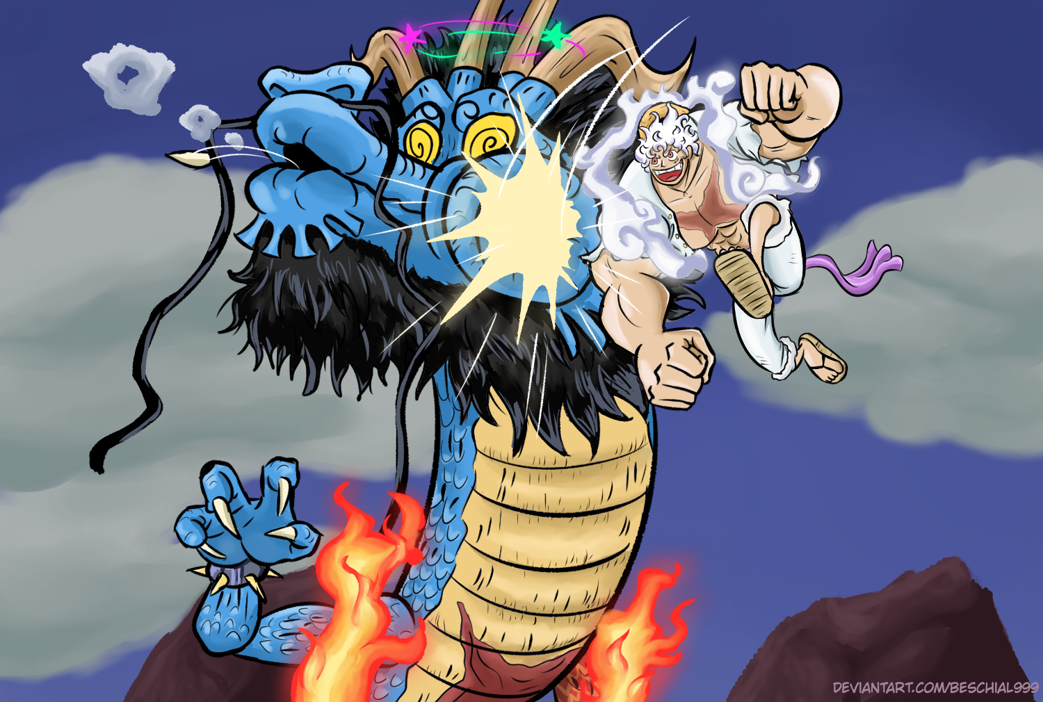 Luffy Gear 5 VS Kaido by ryusdrawing on DeviantArt