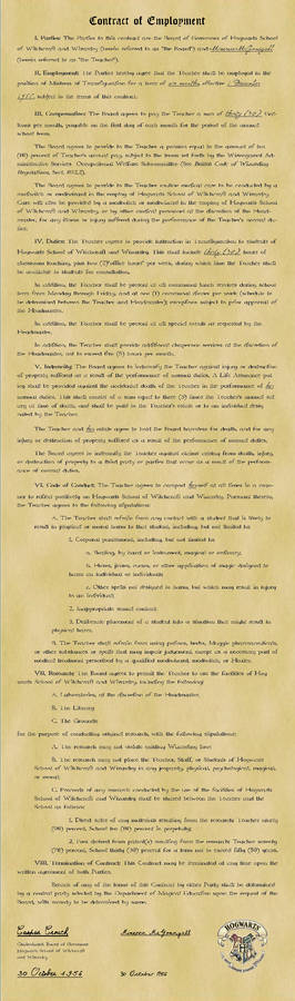 Hogwarts Contract, 1956