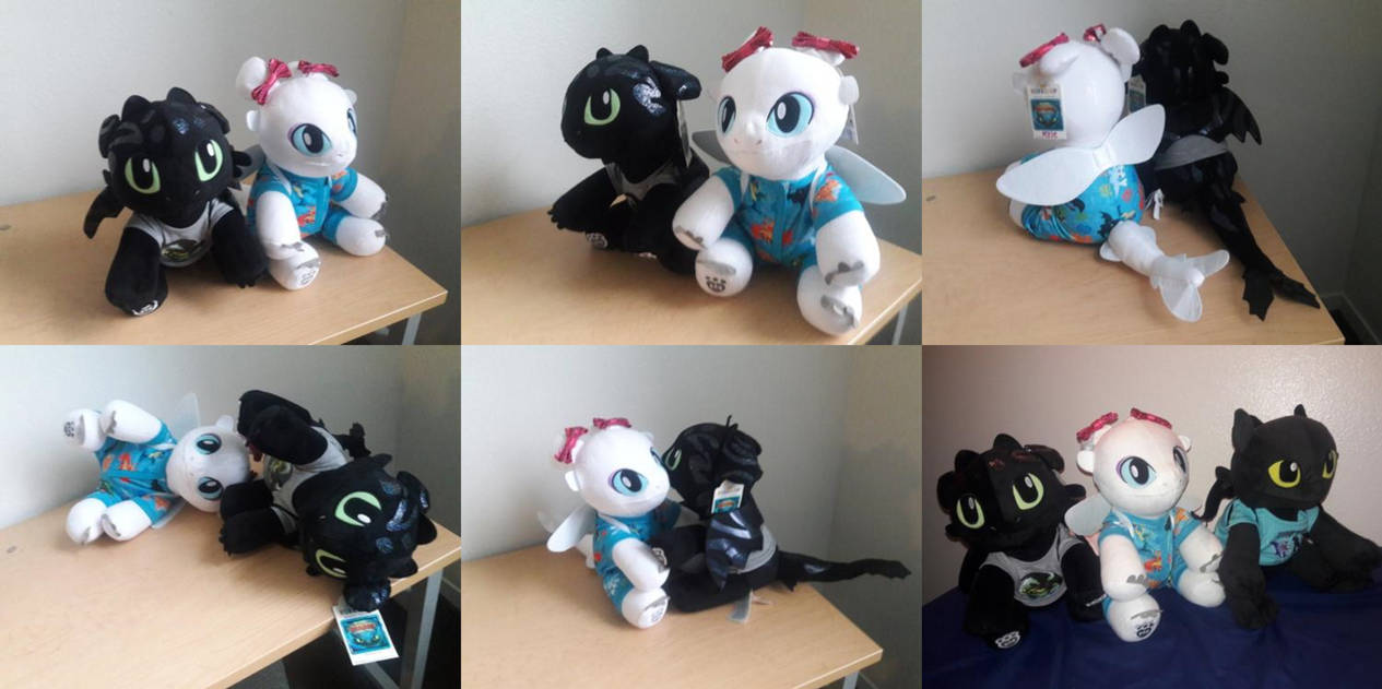 Toothless and Light Fury BuildABears Together by PokeLoveroftheWorld