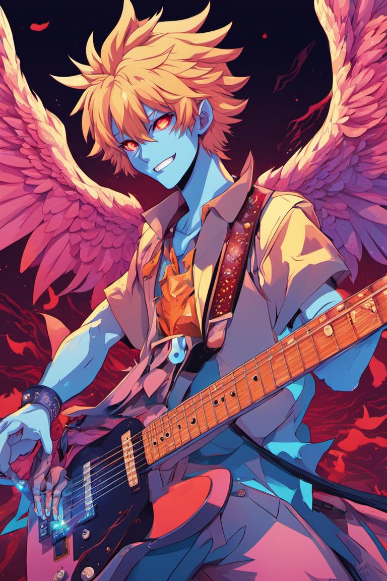 Left-Handed Demon Playing Guitar (Dreamup) by Blake290383 on DeviantArt