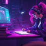 Doing her Homework (Dreamup Creation)