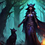 Shadow Priestess with Pet Wolf