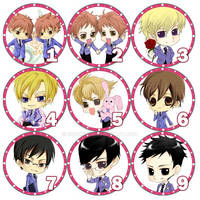 Ouran chibi button set