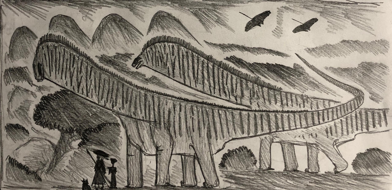 The macrosaurus meet the travelers by MakairodonX on DeviantArt