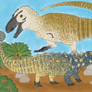 Stand-off between Euoplocephalus and Gorgosaurus