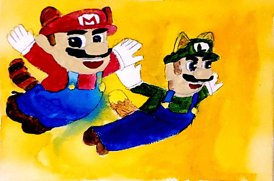 Mari Racoon Racoon Mario and Racoon Luigi (Painting) by zacharydykeman on DeviantArt