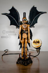 Steampunk Batman Action figure and Bat Signal lamp