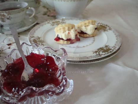 Baby Scones with Clotted Cream and Berry Jam