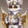 Silver and gold fluffy cat with glorious wings on 