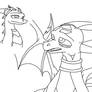 cynder and spyro X3 lineart