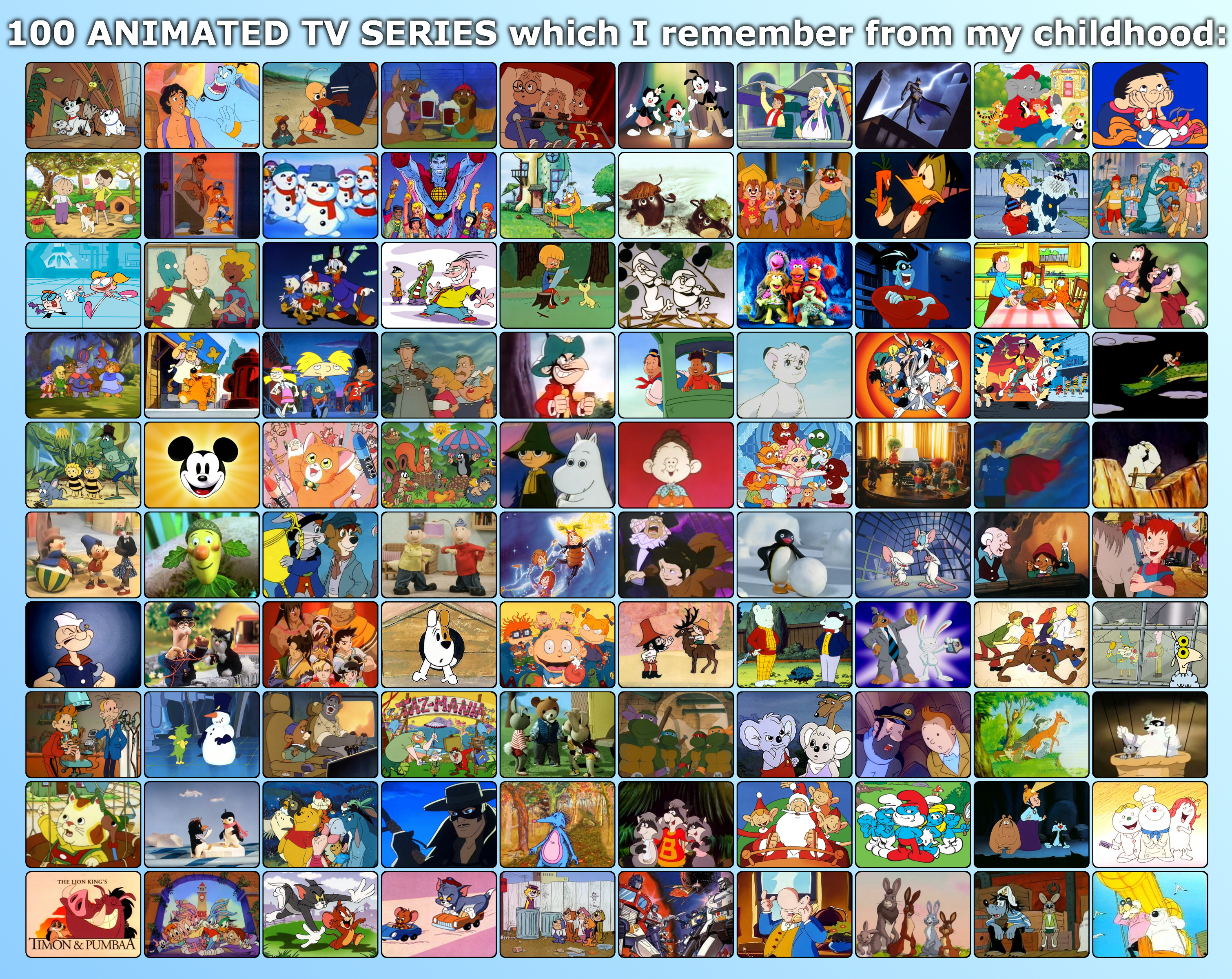 100 animated series I remember from childhood MEME by Adamiro on DeviantArt