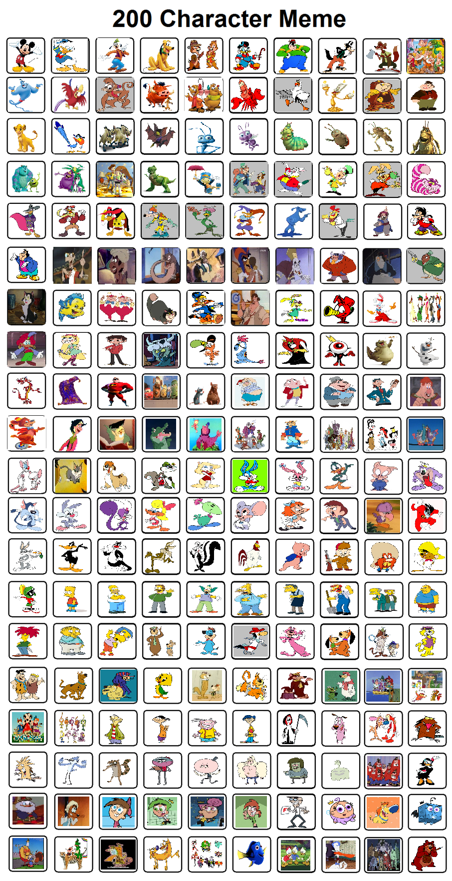 200 Character Meme by CartoniAnimatieAnime on DeviantArt