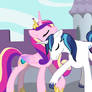 Cadence and Shining Armor Holdin' Hooves
