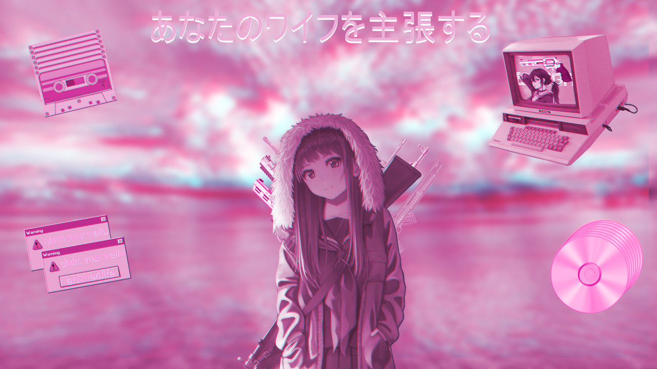 Random Anime Girl With Guns Vaporwave Wallpaper by JDsphotoshops on  DeviantArt