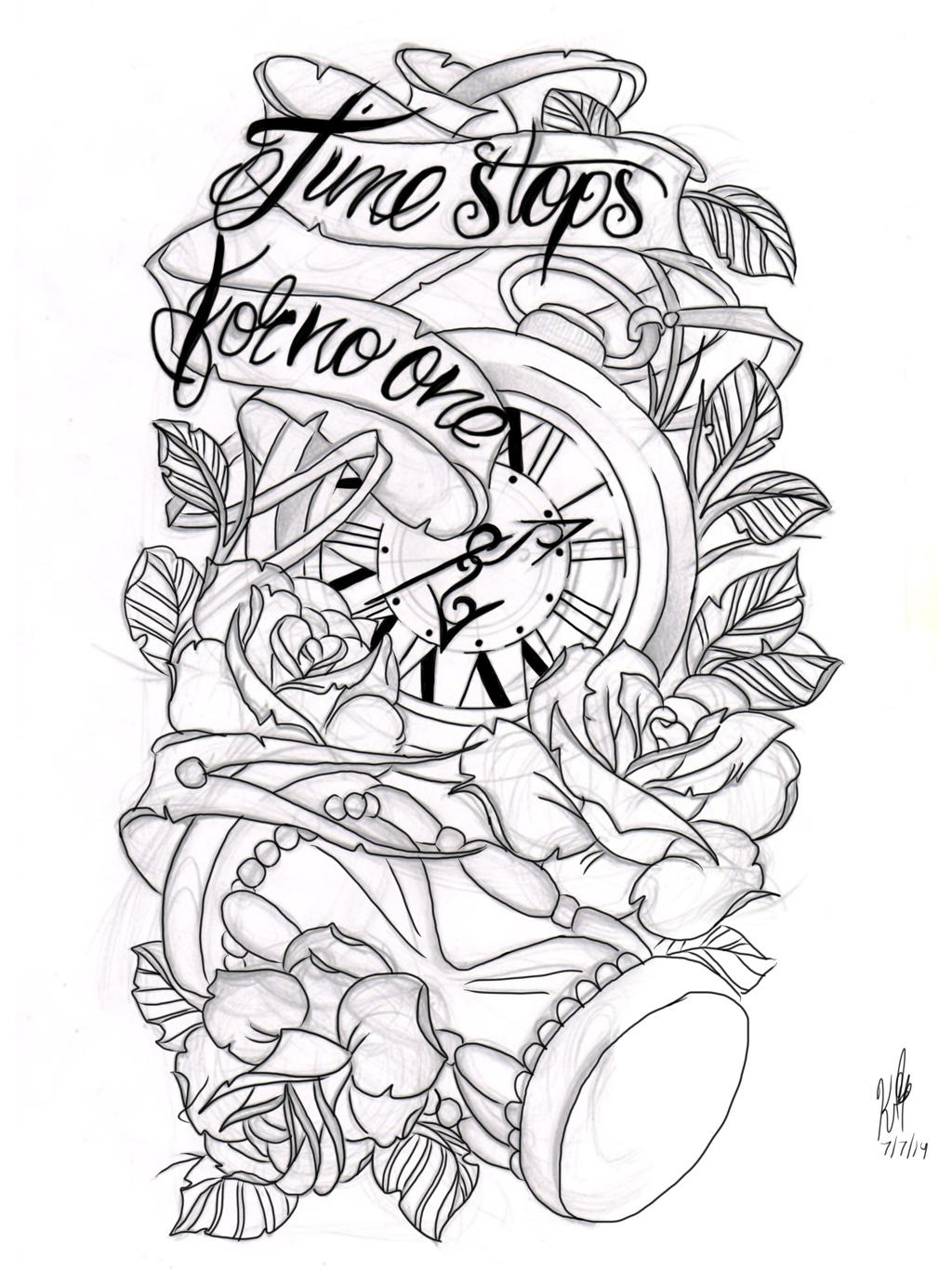 Time Waits For No One Tattoo Design Time Stops For No One by DoodleChick97 on DeviantArt