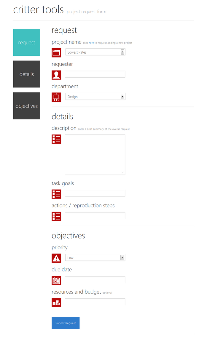 Ui New Request Modern UI inspired Project Request Form by designcreateplay on DeviantArt