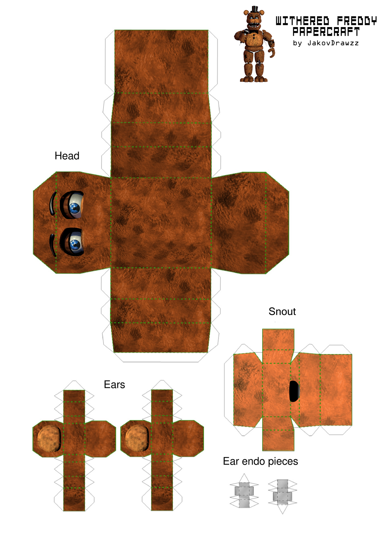 Freddy Fazbear Paper Craft Model Free Printable Papercraft, 40 OFF