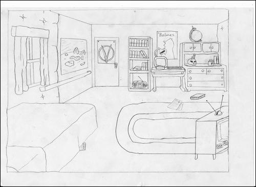 Sketch of Daria's bedroom