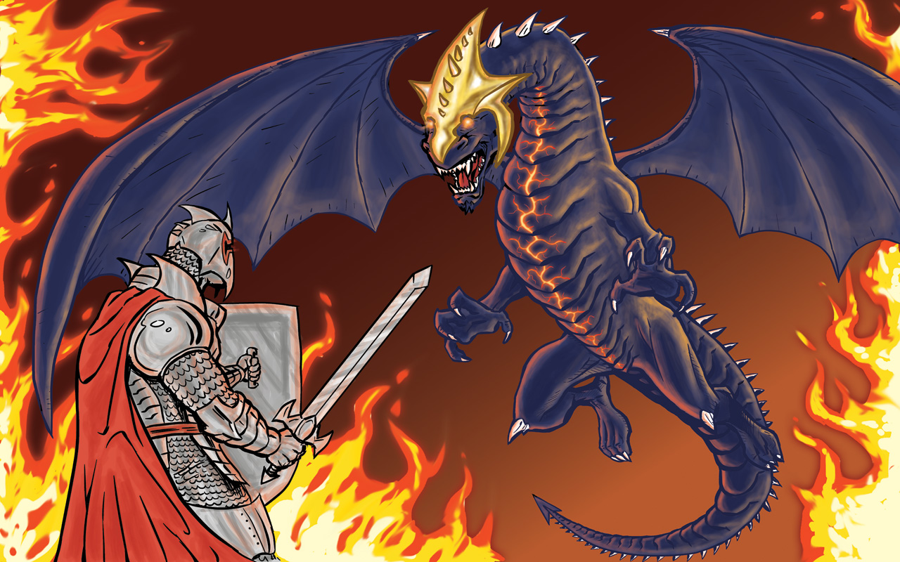 knight vs dragon
