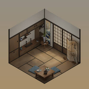 Isometric Japanese House Interior