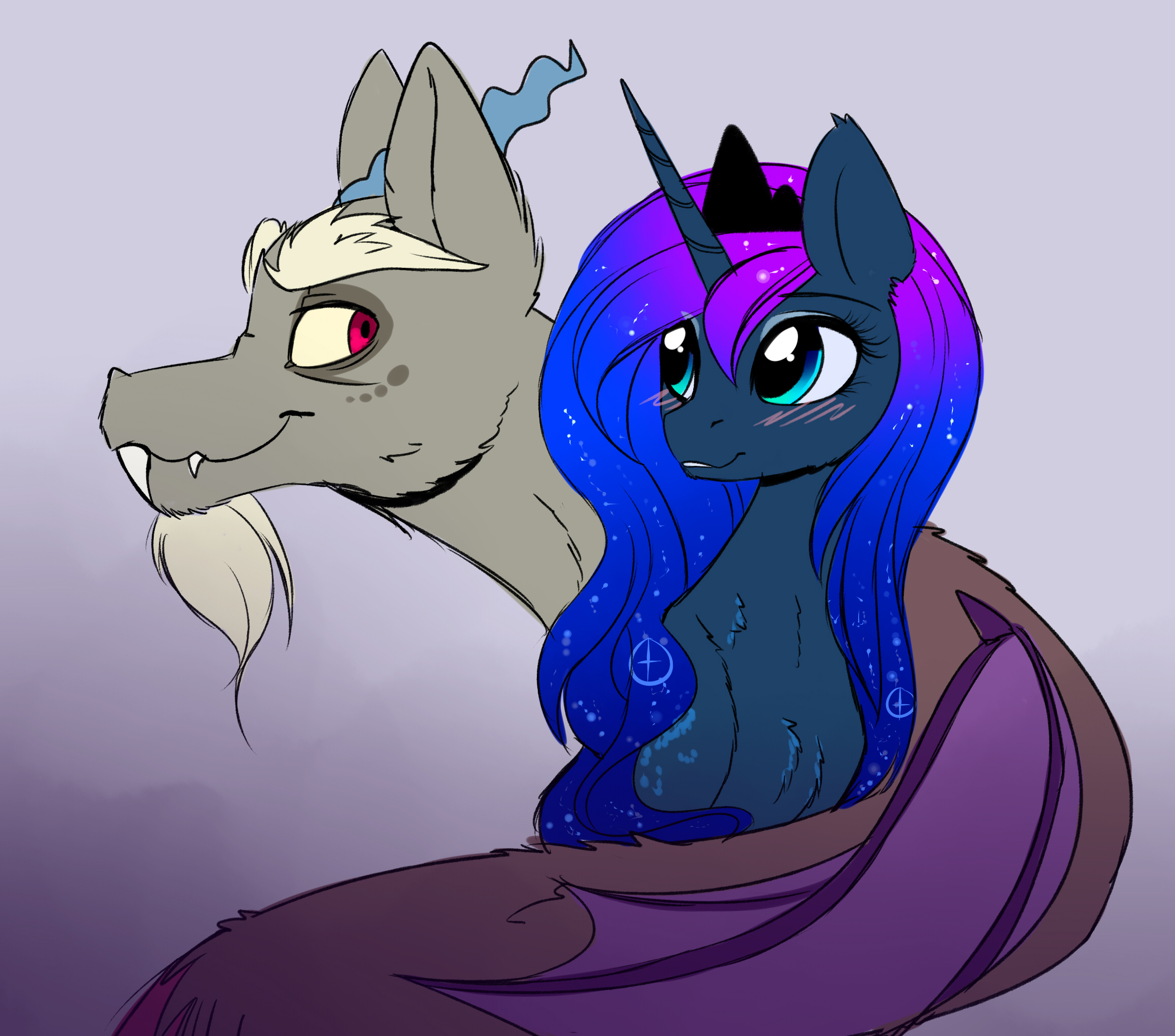 Discord pony. МЛП Луна и Дискорд арт. Princess Luna r63. Принцесса Луна и Дискорд арт. Лунная пони и Дискорд.