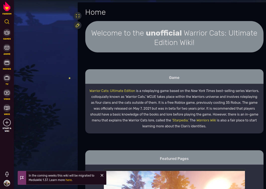 Warrior Cats: Ultimate Edition, Roblox Wiki