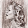 66 female portrait Grace Kelly charcoal pencil (Tu