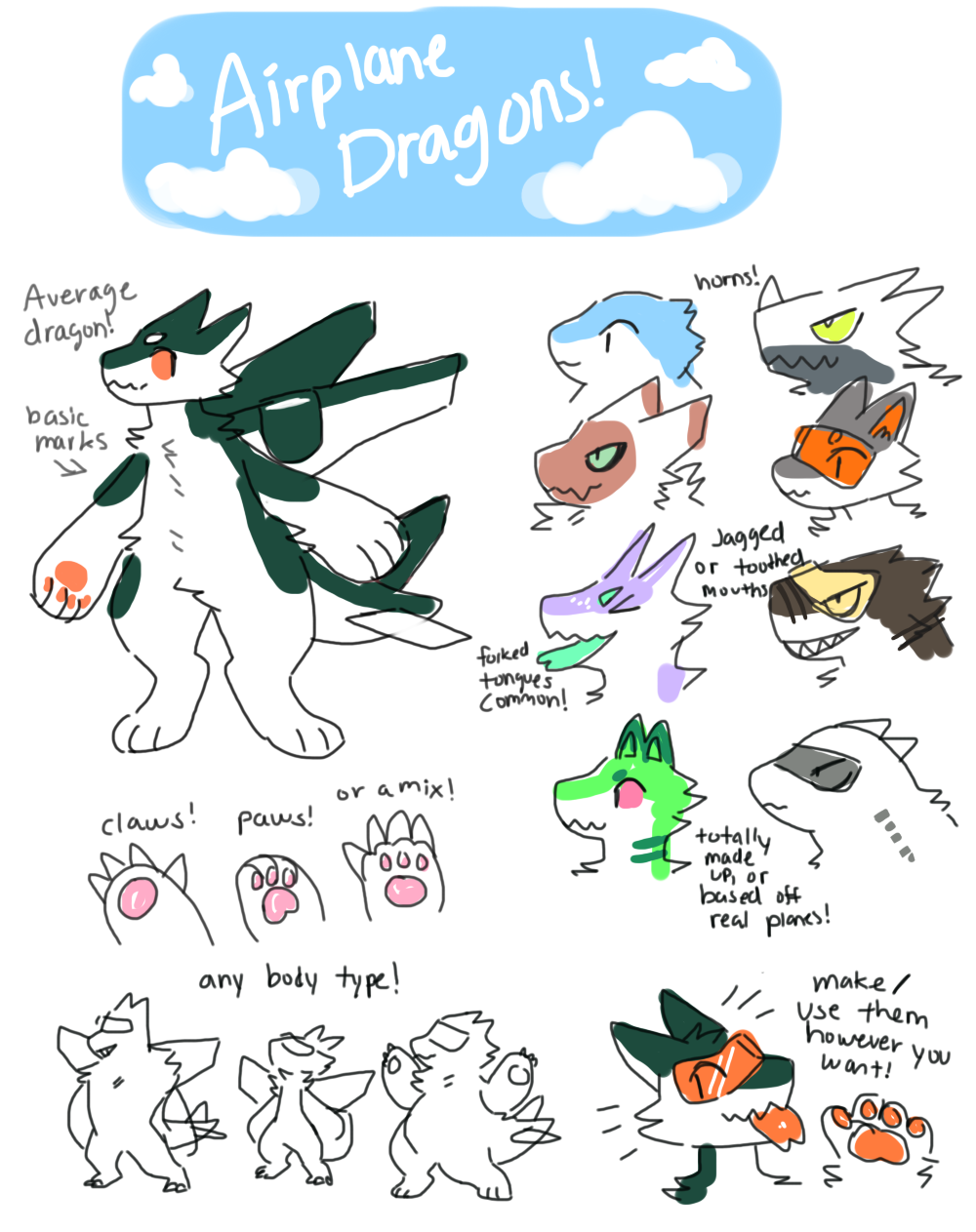 Airplane Dragons (UPDATE: NEW REF SHEET IN DESC)